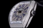Vanguard V45 SS Full Paved Diamonds ABF Full Diamonds Dial on Black Gummy Strap A2824 - Image 6