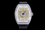 Vanguard V45 SS Full Paved Diamonds ABF Full Diamonds Dial on Black Gummy Strap A2824
