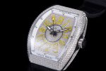 Vanguard V45 SS Full Paved Diamonds ABF Full Diamonds Dial on Black Gummy Strap A2824 - Image 3