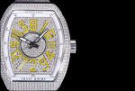 Vanguard V45 SS Full Paved Diamonds ABF Full Diamonds Dial on Black Gummy Strap A2824 - Image 4