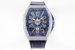Vanguard V45 Yachting Full DIamonds SS ABF 1:1 Best Edition Blue Textured Dial on Blue Gummy Strap A2824