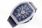 Vanguard V45 Yachting Full DIamonds SS ABF 1:1 Best Edition Blue Textured Dial on Blue Gummy Strap A2824 - Image 2