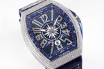 Vanguard V45 Yachting Full DIamonds SS ABF 1:1 Best Edition Blue Textured Dial on Blue Gummy Strap A2824 - Image 4