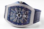 Vanguard V45 Yachting Full DIamonds SS ABF 1:1 Best Edition Blue Textured Dial on Blue Gummy Strap A2824 - Image 5
