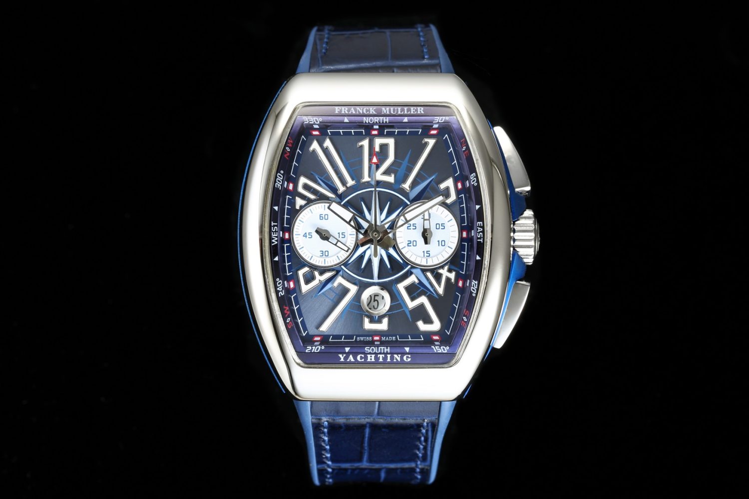 Vanguard V45 Chrono SS Best Edition Blue Textured Dial on Blue Gummy Strap - Image 1