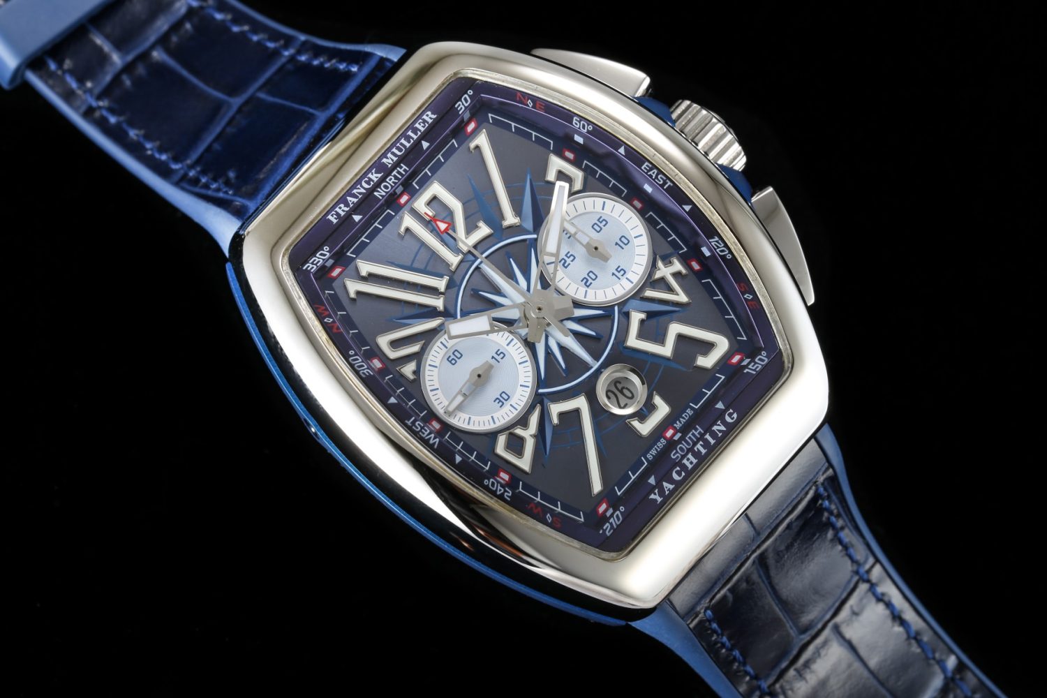 Vanguard V45 Chrono SS Best Edition Blue Textured Dial on Blue Gummy Strap - Image 2