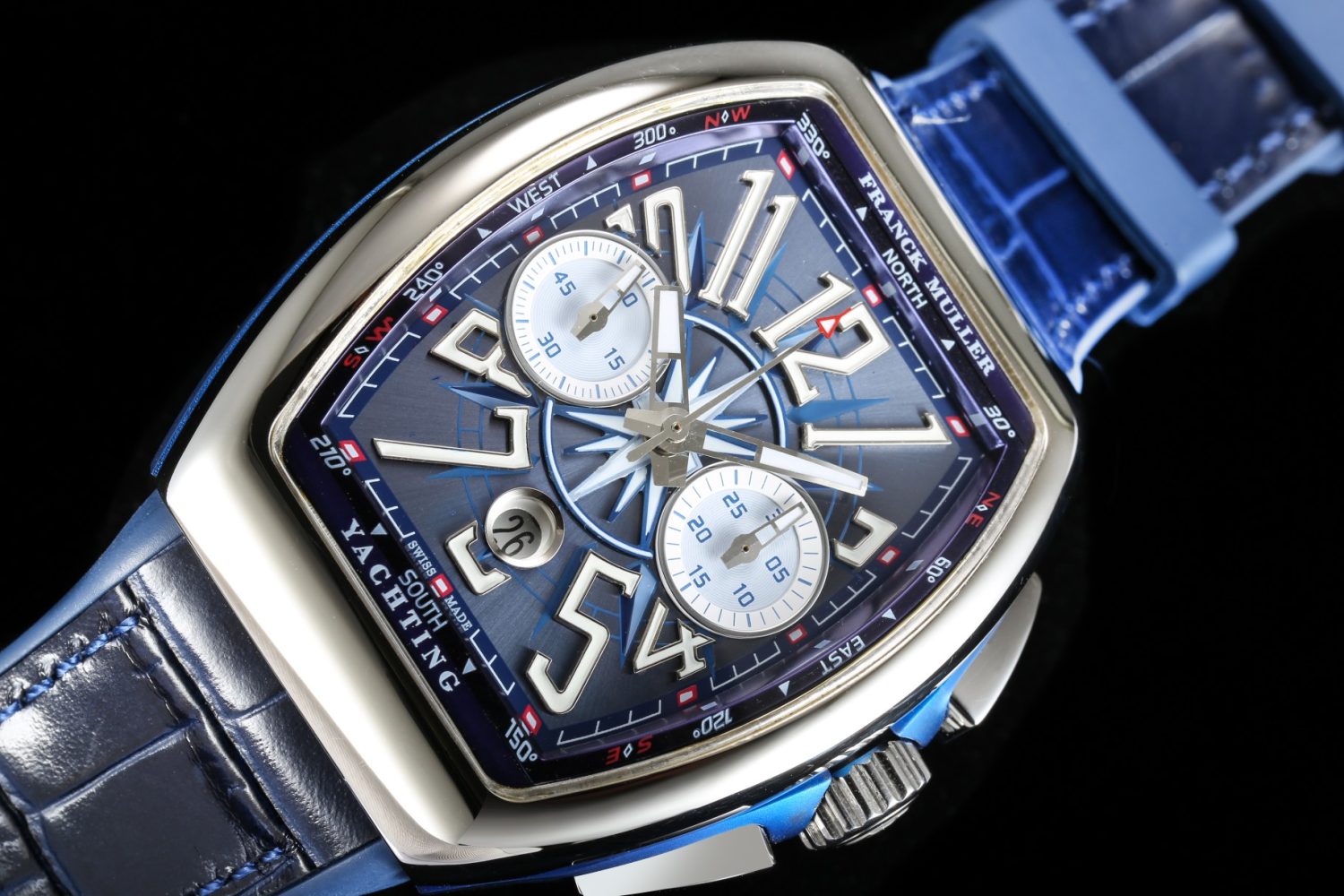 Vanguard V45 Chrono SS Best Edition Blue Textured Dial on Blue Gummy Strap - Image 3
