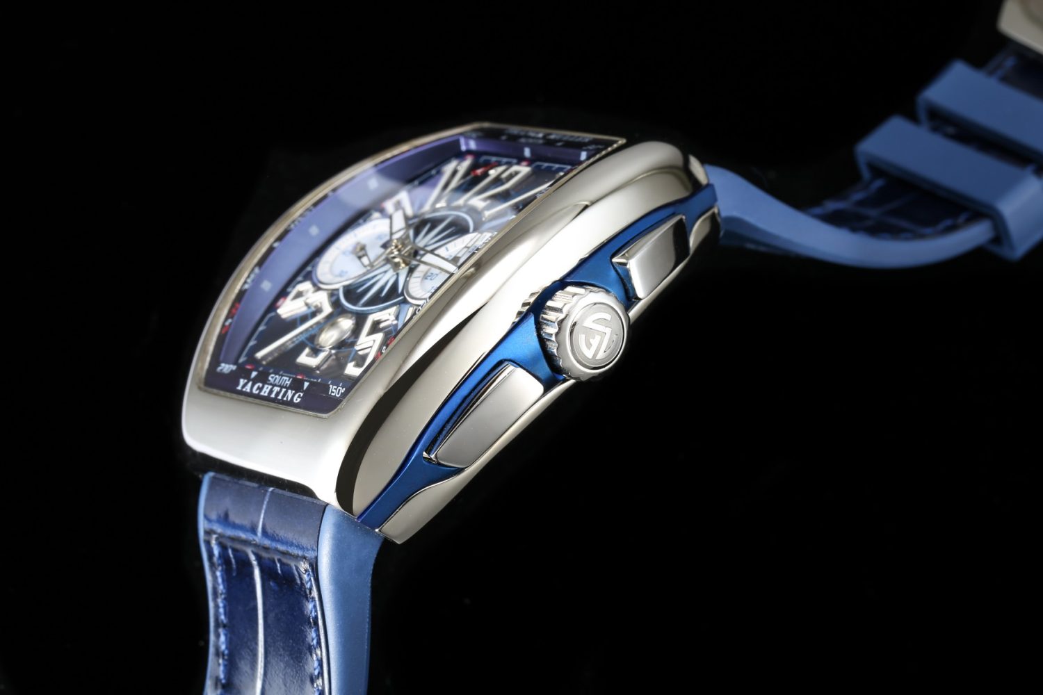 Vanguard V45 Chrono SS Best Edition Blue Textured Dial on Blue Gummy Strap - Image 5