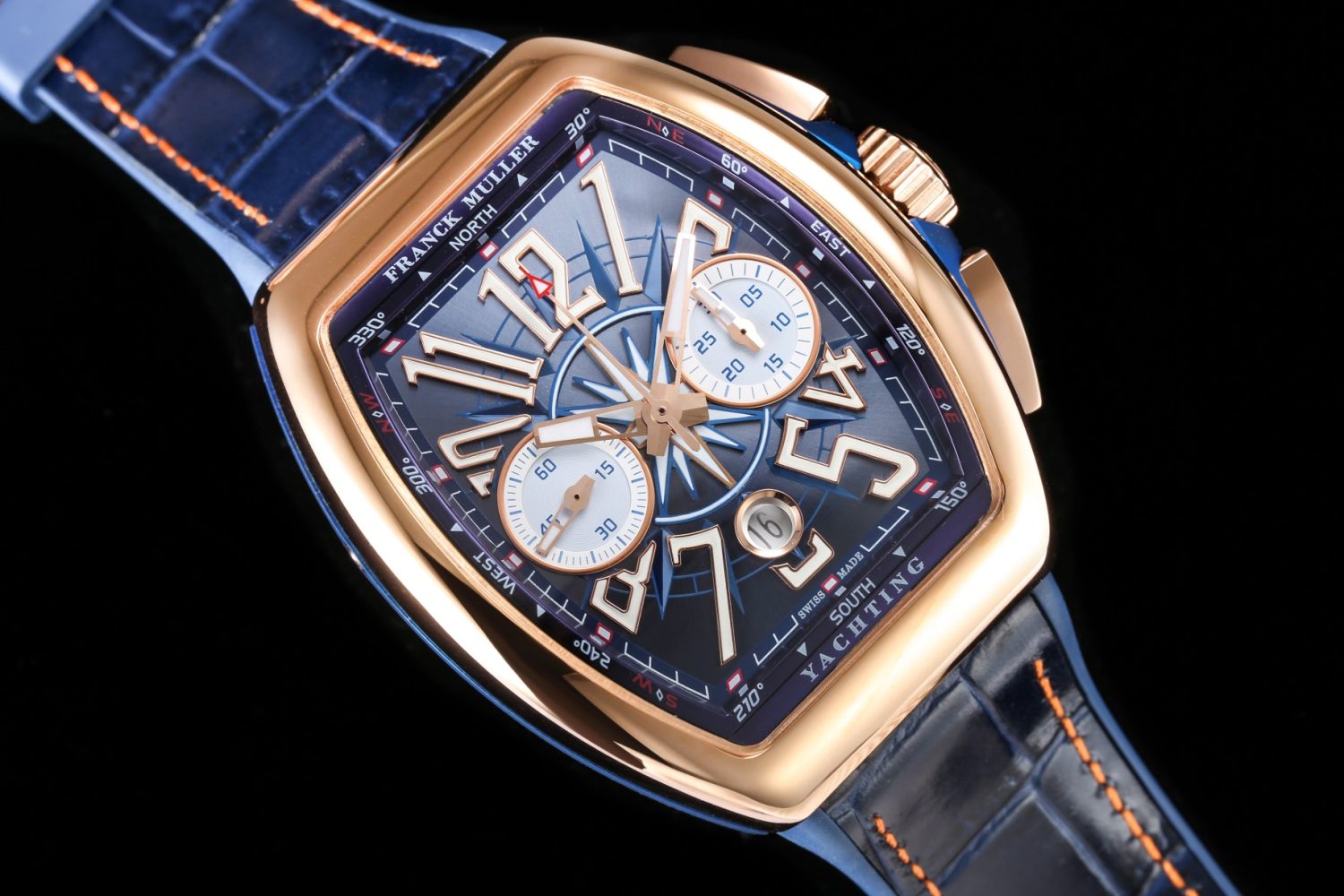 Vanguard Chrono RG ABF 1:1 Best Edition Blue Textured Dial on Blue Gummy Strap A7750 - Image 2