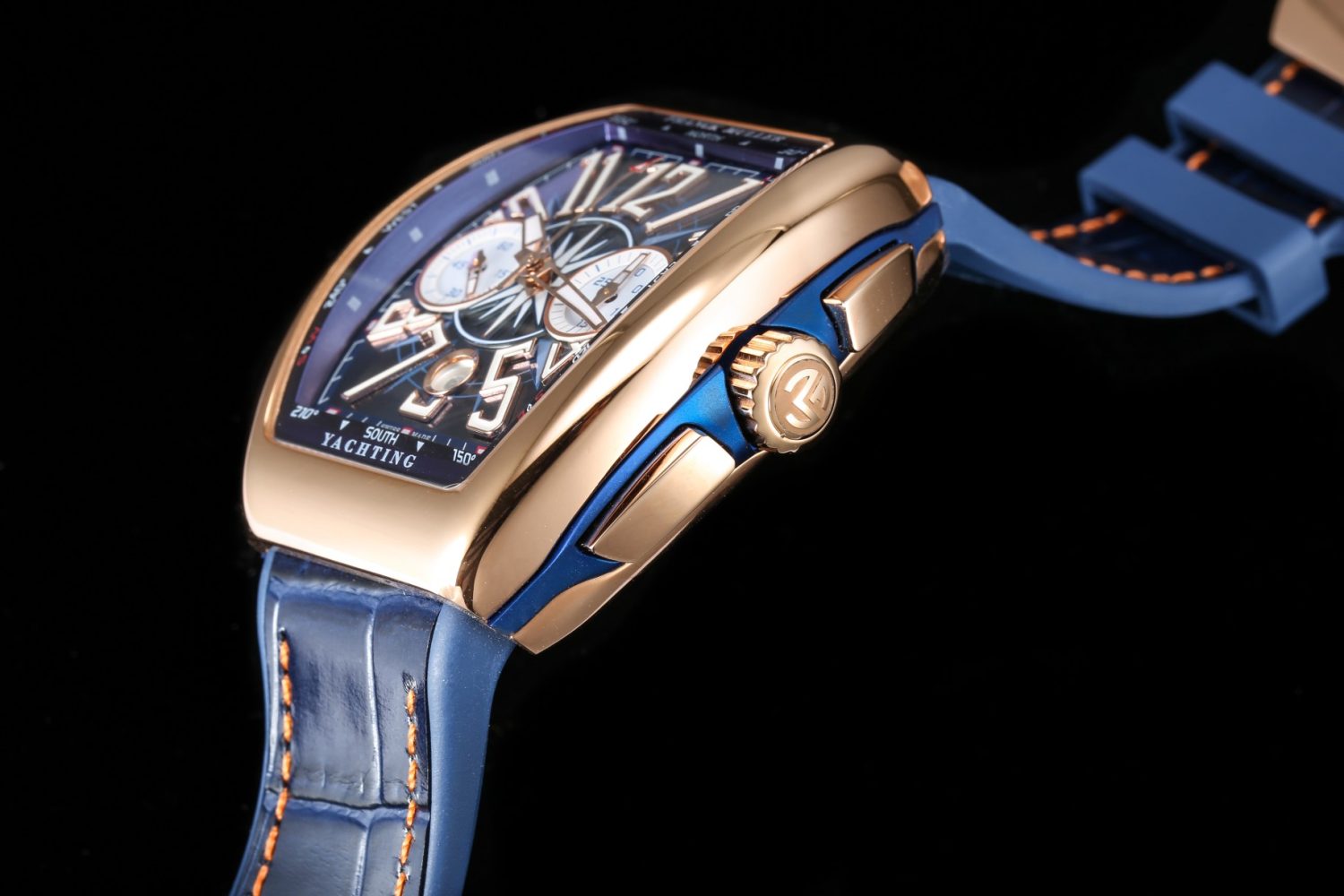Vanguard Chrono RG ABF 1:1 Best Edition Blue Textured Dial on Blue Gummy Strap A7750 - Image 4