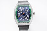 Vanguard V45 SS Full Diamonds ABF Best Edition Blue Textured Dial on Black Rubber Strap MIYOTA 9015