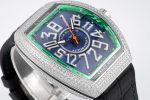 Vanguard V45 SS Full Diamonds ABF Best Edition Blue Textured Dial on Black Rubber Strap MIYOTA 9015 - Image 2