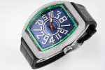 Vanguard V45 SS Full Diamonds ABF Best Edition Blue Textured Dial on Black Rubber Strap MIYOTA 9015 - Image 3