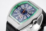 Vanguard V45 SS Full Diamonds ABF Best Edition Blue Textured Dial on Black Rubber Strap MIYOTA 9015 - Image 5