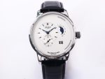 PanoMaticLunar SS TZF White Dial on Black Leather Strap A23J
