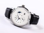 PanoMaticLunar SS TZF White Dial on Black Leather Strap A23J - Image 5
