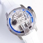 HYT H1 Iceberg SS CYF White and Blue Dial on White Rubber Strap Asian HTY Cal.101 - Image 3