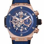 Big Bang Unico RG 45mm BBF 1:1 Best Edition Blue Ceramic Bezel Skeleton Dial on Blue Rubber Strap A1280 - Image 2