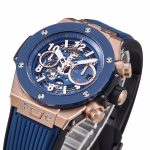 Big Bang Unico RG 45mm BBF 1:1 Best Edition Blue Ceramic Bezel Skeleton Dial on Blue Rubber Strap A1280 - Image 4
