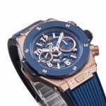 Big Bang Unico RG 45mm BBF 1:1 Best Edition Blue Ceramic Bezel Skeleton Dial on Blue Rubber Strap A1280 - Image 5