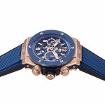 Big Bang Unico RG 45mm BBF 1:1 Best Edition Blue Ceramic Bezel Skeleton Dial on Blue Rubber Strap A1280 - Image 7