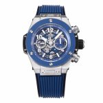 Big Bang Unico SS 45mm BBF 1:1 Best Edition Blue Ceramic Bezel Skeleton Dial on Blue Rubber Strap A1280