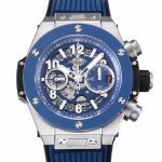 Big Bang Unico SS 45mm BBF 1:1 Best Edition Blue Ceramic Bezel Skeleton Dial on Blue Rubber Strap A1280 - Image 2