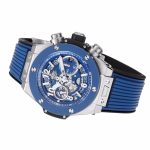 Big Bang Unico SS 45mm BBF 1:1 Best Edition Blue Ceramic Bezel Skeleton Dial on Blue Rubber Strap A1280 - Image 6