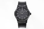 Classic Fusion 42mm Real Black Ceramic GSF 1:1 Best Edition Carbon Dial on Black Gummy Strap SW300