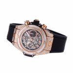 Hublot Big Bang Unico RG Full Diamonds BBF 1:1 Best Edition Skeleton Dial T Diamonds Bezel on Black Rubber Strap A1280 - Image 6