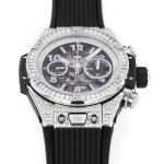 Hublot Big Bang Unico Titanium Full Diamonds BBF 1:1 Best Edition Skeleton Dial T Diamonds Bezel on Black Rubber Strap A1280 - Image 3