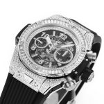 Hublot Big Bang Unico Titanium Full Diamonds BBF 1:1 Best Edition Skeleton Dial T Diamonds Bezel on Black Rubber Strap A1280 - Image 4