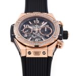 Hublot Big Bang Unico RG Diamonds Bezel BBF 1:1 Best Edition Skeleton Dial on Black Rubber Strap A1280 - Image 3