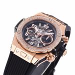 Hublot Big Bang Unico RG Diamonds Bezel BBF 1:1 Best Edition Skeleton Dial on Black Rubber Strap A1280 - Image 4
