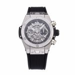 Hublot Big Bang Unico Titanium Diamonds Bezel BBF 1:1 Best Edition Skeleton Dial on Black Rubber Strap A1280