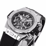 Hublot Big Bang Unico Titanium Diamonds Bezel BBF 1:1 Best Edition Skeleton Dial on Black Rubber Strap A1280 - Image 4