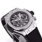 Hublot Big Bang Unico Titanium Diamonds Bezel BBF 1:1 Best Edition Skeleton Dial on Black Rubber Strap A1280 - Image 5