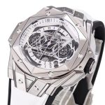 Big Bang Sang Bleu II Chrono SS BBF Best Edition White Dial on White Gummy Strap A7750 - Image 3