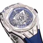 Big Bang Sang Bleu II Chrono SS BBF Best Edition Blue Dial on Blue Gummy Strap A7750 - Image 6