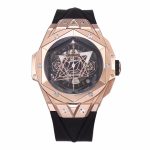 Big Bang Sang Bleu II Chrono RG BBF Best Edition Black Dial on Black Gummy Strap A7750