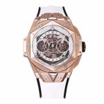 Big Bang Sang Bleu II Chrono RG BBF Best Edition White Dial on White Gummy Strap A7750