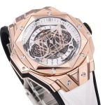 Big Bang Sang Bleu II Chrono RG BBF Best Edition White Dial on White Gummy Strap A7750 - Image 6