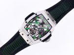 Spirit of Big Bang Tourbillion SS JBF Best Edition Skeleton Green Dial on Black Gummy Strap - Image 2