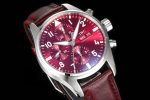 Pilot Chrono SS AZF 1:1 Best Edition Red Dial on Red  Leather Strap A7750 - Image 2