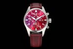 Pilot Chrono SS AZF 1:1 Best Edition Red Dial on Red  Leather Strap A7750