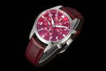 Pilot Chrono SS AZF 1:1 Best Edition Red Dial on Red  Leather Strap A7750 - Image 3