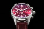 Pilot Chrono SS AZF 1:1 Best Edition Red Dial on Red  Leather Strap A7750 - Image 4