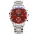 Portuguese Chrono IW3716 V6SF 1:1 Best Edition Red Dial on SS Bracelet A7750