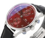 Portuguese Chrono IW3716 V6SF 1:1 Best Edition Red Dial on Black Leather Strap A7750 - Image 3