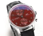 Portuguese Chrono IW3716 V6SF 1:1 Best Edition Red Dial on Black Leather Strap A7750 - Image 5